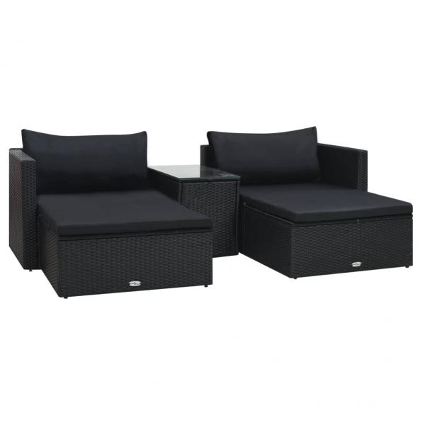 ARDEBO.de - 5-tlg. Garten-Lounge-Set mit Auflagen Poly Rattan Schwarz