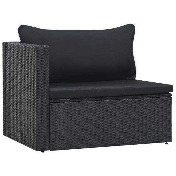 5-tlg. Garten-Lounge-Set mit Auflagen Poly Rattan Schwarz