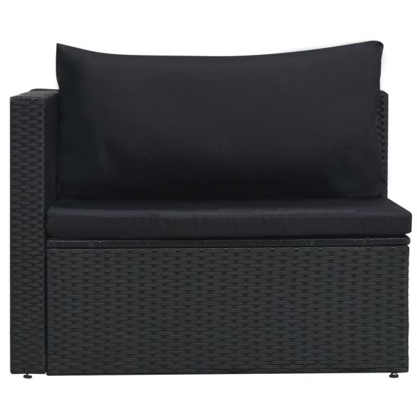 5-tlg. Garten-Lounge-Set mit Auflagen Poly Rattan Schwarz