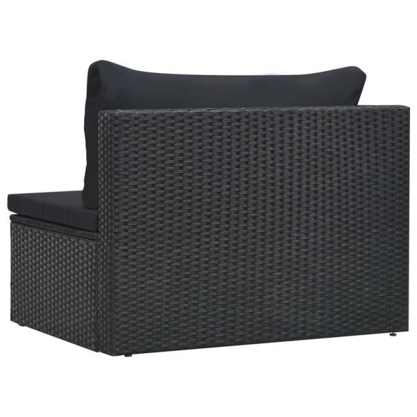 5-tlg. Garten-Lounge-Set mit Auflagen Poly Rattan Schwarz