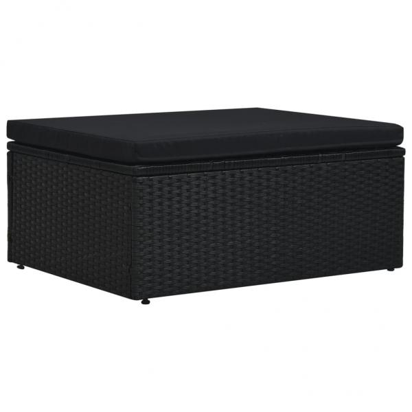 5-tlg. Garten-Lounge-Set mit Auflagen Poly Rattan Schwarz