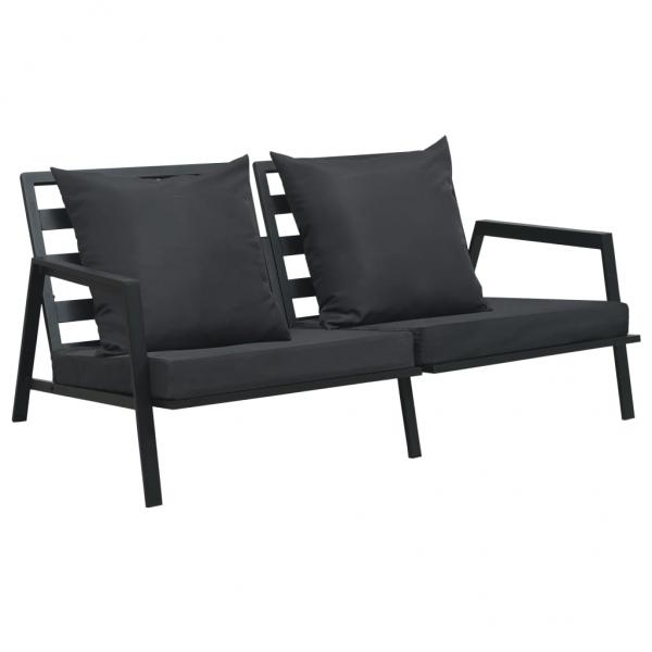 ARDEBO.de - 2-Sitzer-Gartensofa mit Auflagen Dunkelgrau Aluminium