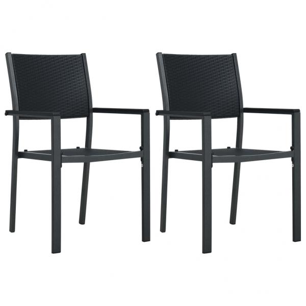 ARDEBO.de - Gartenstühle 2 Stk. Schwarz Kunststoff Rattan-Optik