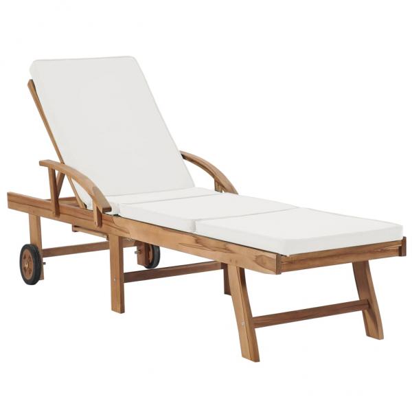 ARDEBO.de - Sonnenliege mit Auflage Massivholz Teak Creme