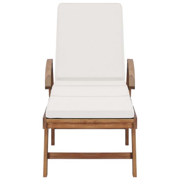 Sonnenliege mit Auflage Massivholz Teak Creme