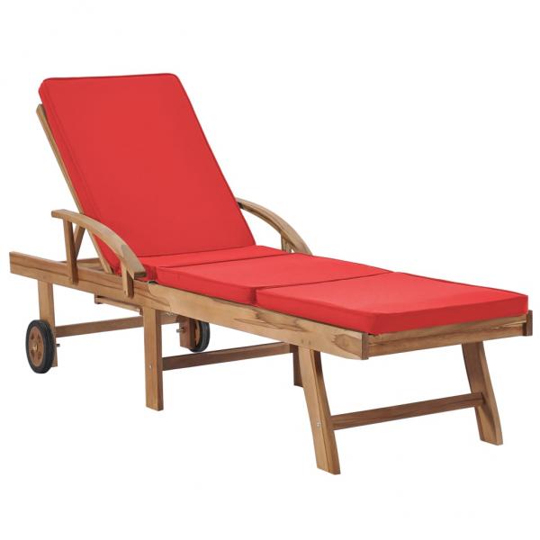 ARDEBO.de - Sonnenliege mit Auflage Massivholz Teak Rot