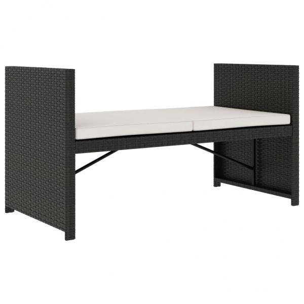 5-tlg. Garten-Lounge-Set mit Auflagen Poly Rattan Schwarz