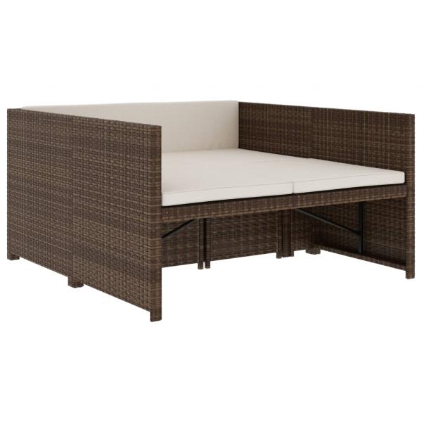 5-tlg. Garten-Lounge-Set mit Auflagen Poly Rattan Braun