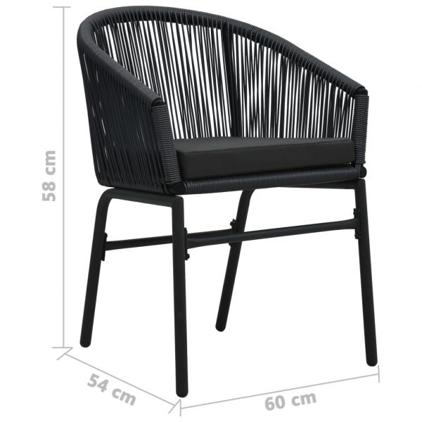 3-tlg. Bistro-Set mit Kissen PE-Rattan Schwarz  