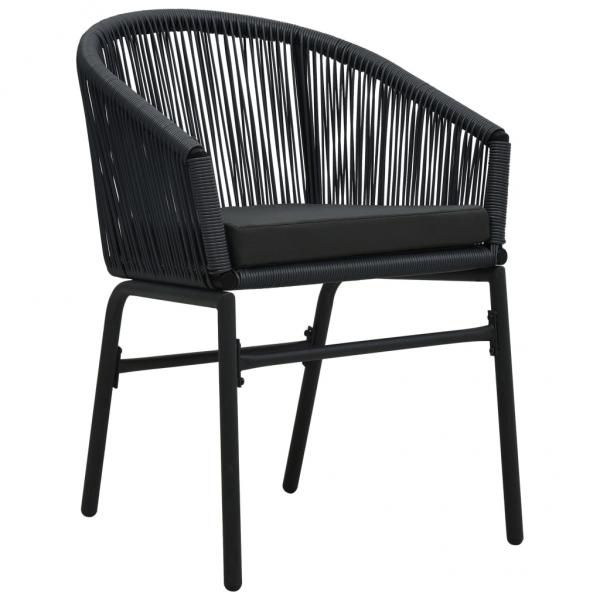 3-tlg. Bistro-Set mit Kissen PE-Rattan Schwarz  