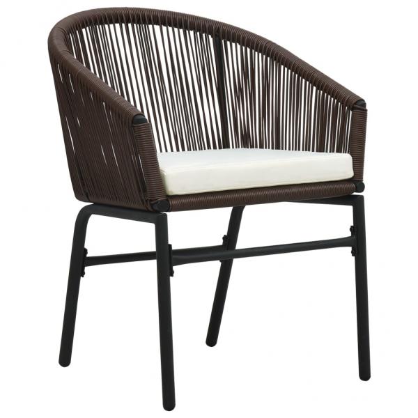 3-tlg. Bistro-Set mit Kissen PE-Rattan Braun  