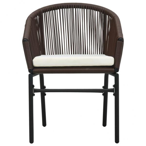 3-tlg. Bistro-Set mit Kissen PE-Rattan Braun  