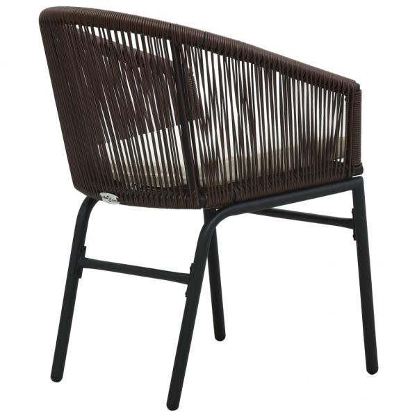 3-tlg. Bistro-Set mit Kissen PE-Rattan Braun  