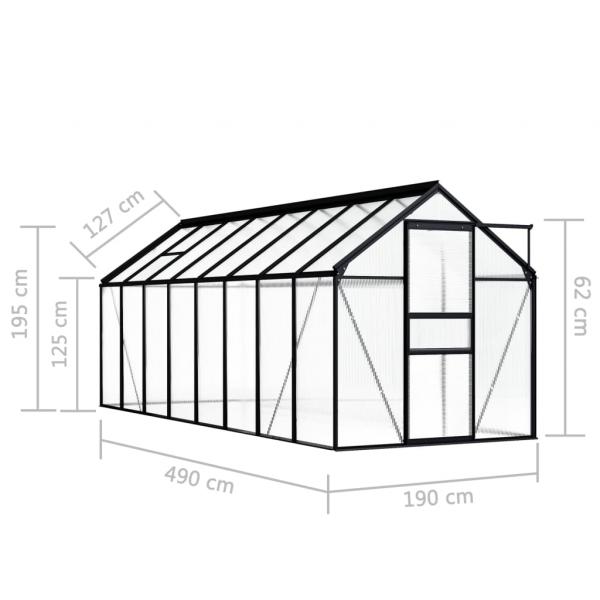 Gewächshaus Anthrazit Aluminium 9,31 m²