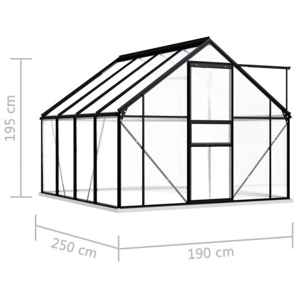 Gewächshaus mit Fundament Anthrazit Aluminium 4,75 m²