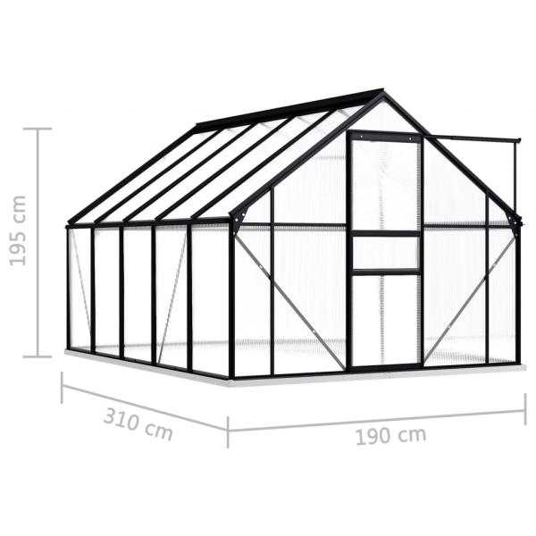 Gewächshaus mit Fundament Anthrazit Aluminium 5,89 m²