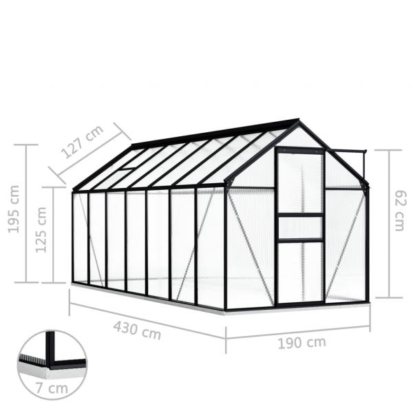 Gewächshaus mit Fundament Anthrazit Aluminium 8,17 m²