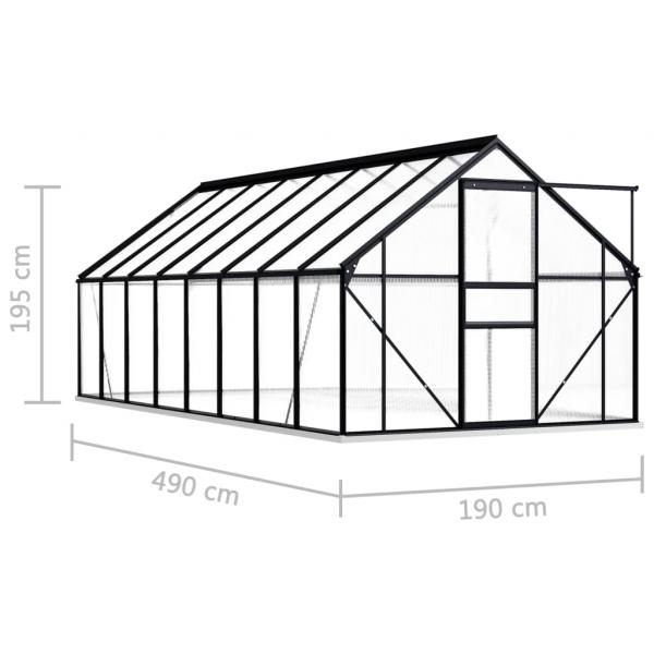 Gewächshaus mit Fundament Anthrazit Aluminium 9,31 m²