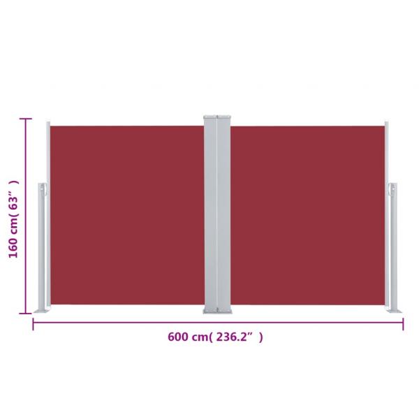 Ausziehbare Seitenmarkise Rot 160 x 600 cm