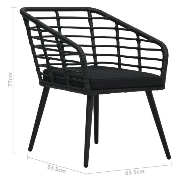 Gartenstühle 2 Stk. mit Auflagen Poly Rattan Schwarz