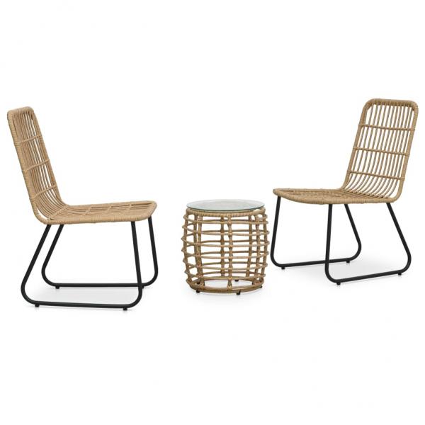 ARDEBO.de - 3-tlg. Bistro-Set Poly Rattan Eiche