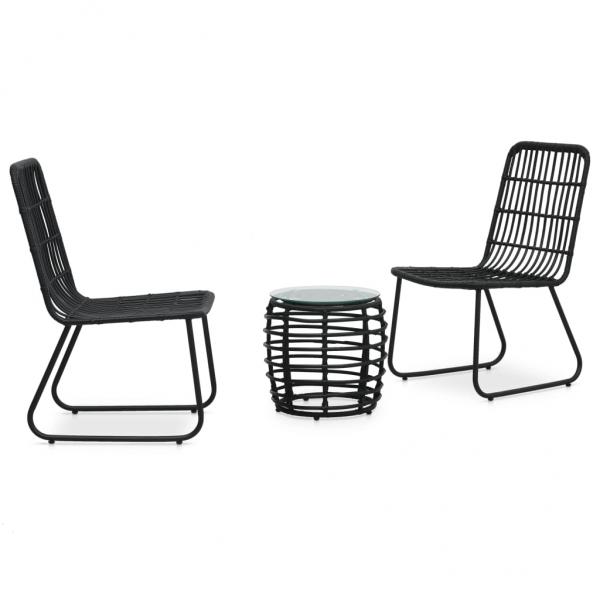 ARDEBO.de - 3-tlg. Bistro-Set Poly Rattan Schwarz