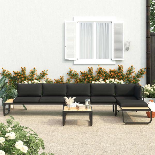 ARDEBO.de - 4-tlg. Garten-Ecksofa-Set mit Auflagen Aluminium und WPC