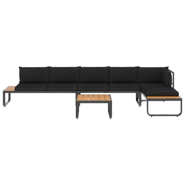 4-tlg. Garten-Ecksofa-Set mit Auflagen Aluminium und WPC