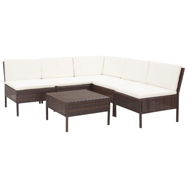 ARDEBO.de - 6-tlg. Garten-Lounge-Set mit Auflagen Poly Rattan Braun