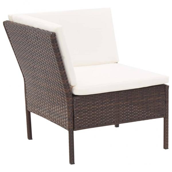 6-tlg. Garten-Lounge-Set mit Auflagen Poly Rattan Braun