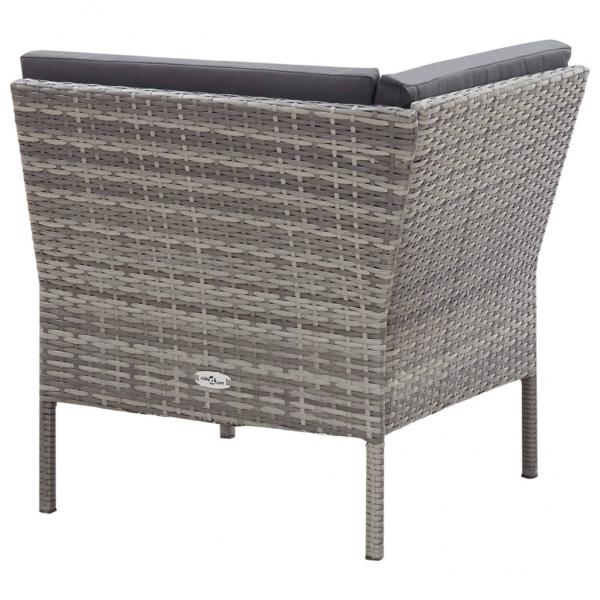 6-tlg. Garten-Lounge-Set mit Auflagen Poly Rattan Grau