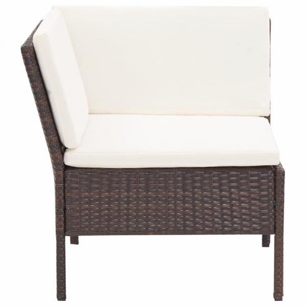 8-tlg. Garten-Lounge-Set mit Auflagen Poly Rattan Braun