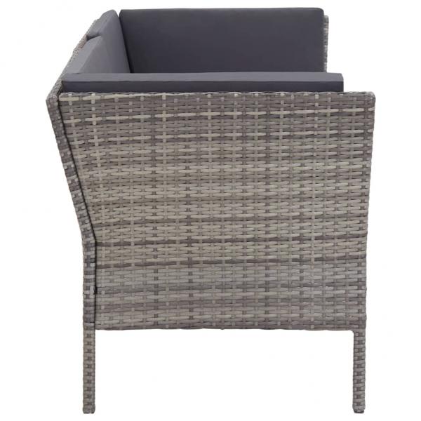 8-tlg. Garten-Lounge-Set mit Auflagen Poly Rattan Grau