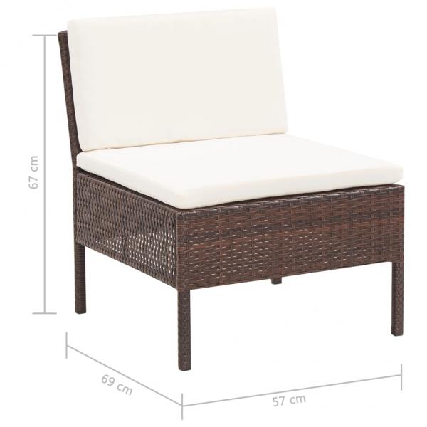 3-tlg. Garten-Lounge-Set mit Auflagen Poly Rattan Braun