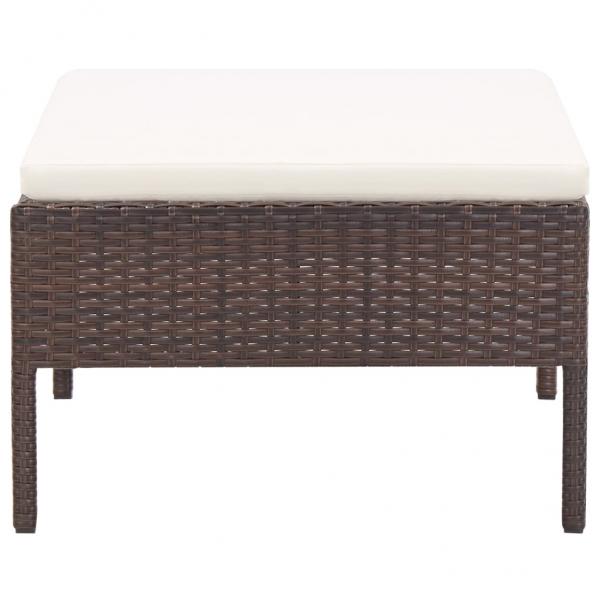 3-tlg. Garten-Lounge-Set mit Auflagen Poly Rattan Braun