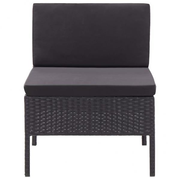 3-tlg. Garten-Lounge-Set mit Auflagen Poly Rattan Schwarz