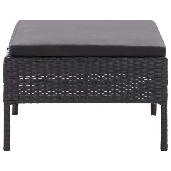 3-tlg. Garten-Lounge-Set mit Auflagen Poly Rattan Schwarz