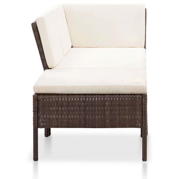 3-tlg. Garten-Lounge-Set mit Auflagen Poly Rattan Braun