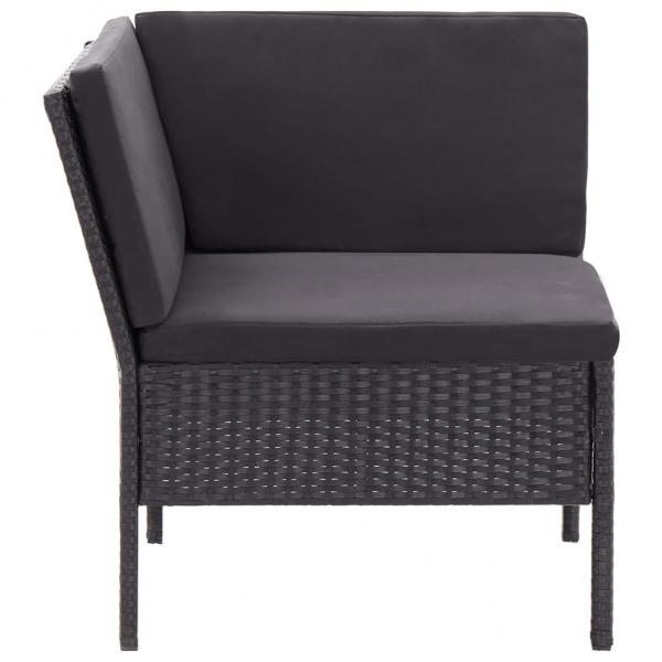 3-tlg. Garten-Lounge-Set mit Auflagen Poly Rattan Schwarz