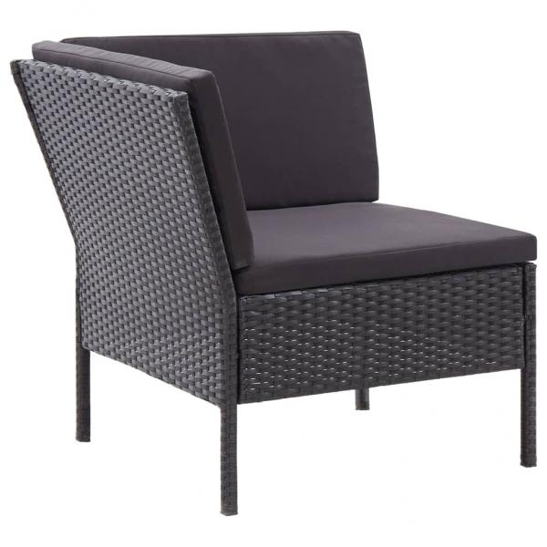 3-tlg. Garten-Lounge-Set mit Auflagen Poly Rattan Schwarz