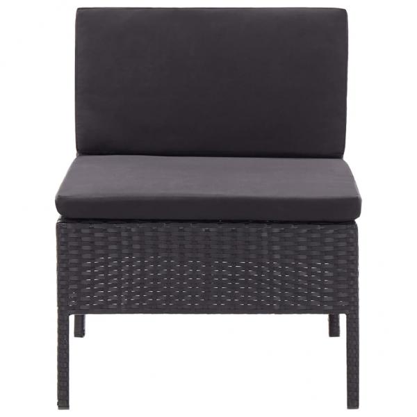 3-tlg. Garten-Lounge-Set mit Auflagen Poly Rattan Schwarz