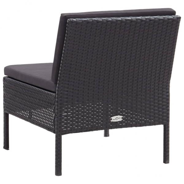 3-tlg. Garten-Lounge-Set mit Auflagen Poly Rattan Schwarz