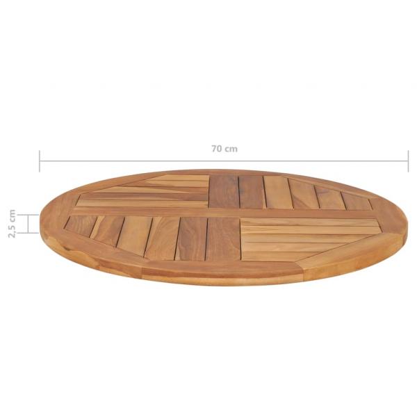 Tischplatte Massivholz Teak Rund 2,5 cm 70 cm