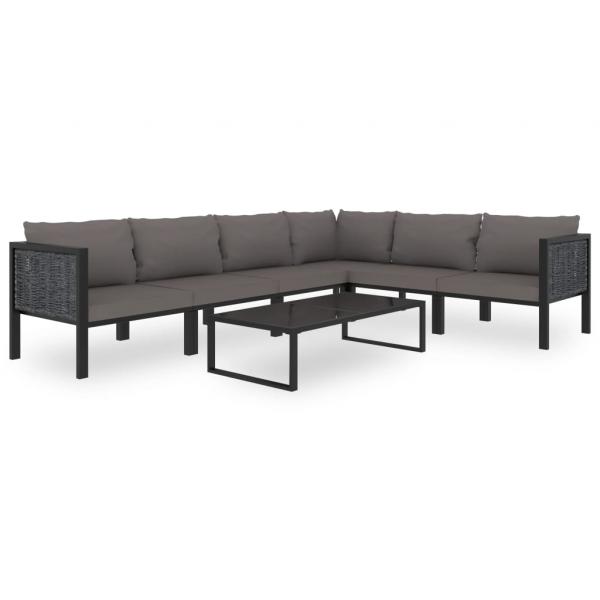 Sofa-Element mit Kissen Poly Rattan Anthrazit