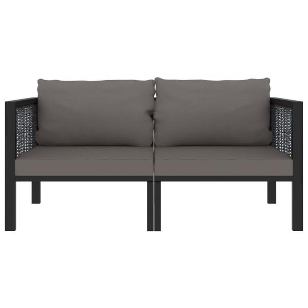 2-Sitzer-Sofa mit Auflage Anthrazit Poly Rattan 