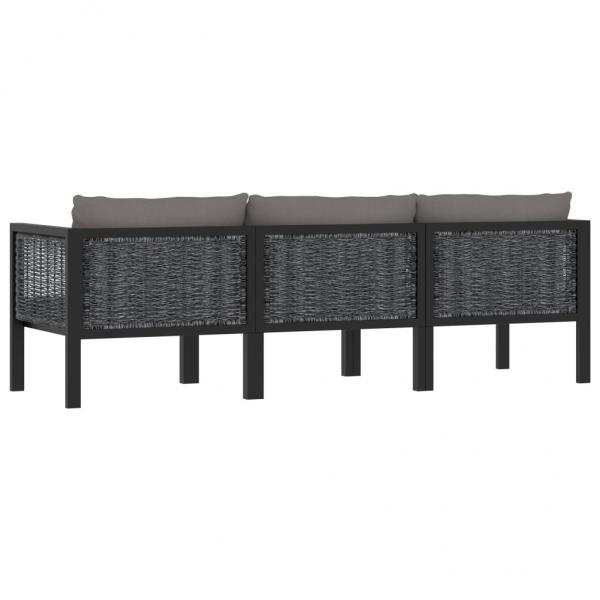 3-Sitzer-Sofa mit Auflage Anthrazit Poly Rattan 