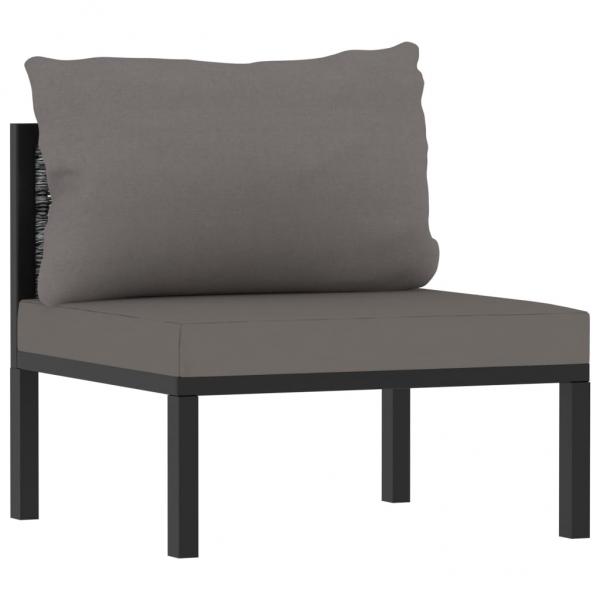 3-Sitzer-Sofa mit Auflage Anthrazit Poly Rattan 