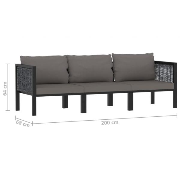 3-Sitzer-Sofa mit Auflage Anthrazit Poly Rattan 