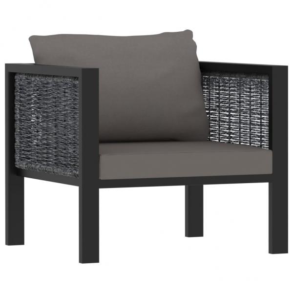 5-tlg. Garten-Lounge-Set mit Auflagen Poly Rattan Anthrazit