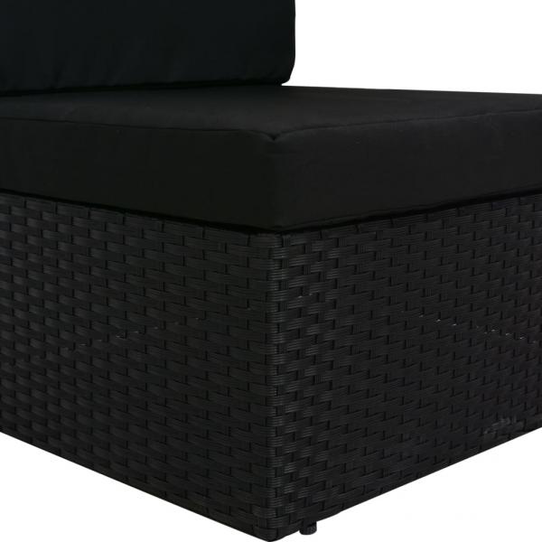 Modulares Sofa-Eckteil mit Armlehne (links) Poly Rattan Schwarz